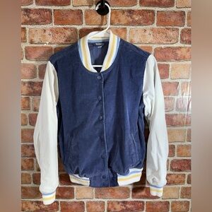 Aerie corduroy blue and white Varsity Jacket
